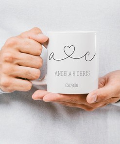 Custom Wedding Mug - Valentines Day Mug Set - Couple Gift - Personalized Engagement Gift - Bride and Groom Gift