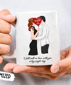 Customized Mug Set for Couples - Personalized Valentines Mug for Him and Her with Cute Mugs
