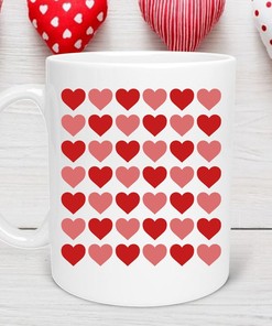 Cute Hearts Pattern Valentine's Day Mug - Love You More Mug Set for Valentine's Day