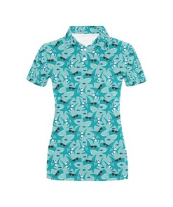 Cute Shark Print Women'S 3D Polo Shirt - Perfect For The Beach Or Casual Outings
