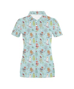 Cute Ski Fox Print Women'S Polo Shirt - Gift For Fans Of Winter Sports And Animal Lovers