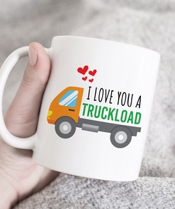 Cute Valentine's Day Gift for Her or Him - I Love You A Truck Load Double Mug