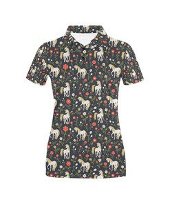 Cute Women'S Polo Shirt With Eye-Catching Unicorn Print For Polo Shirt Fans