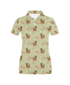 Cute Yorkshire Terriers Print Women'S Polo Shirt For Dog Lovers