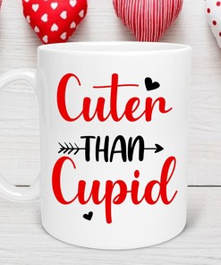 Cuter than Cupid Romantic Mug Set - Couples Valentines Gifts with Love Quotes and Hearts