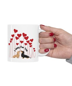 Dachshund Valentines Mug Set - I Long For You Dachshund Coffee Mug - Dog Lover Gift Set For Valentines Day