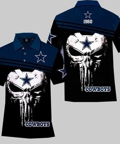 Dallas Cowboys Skull Nfl Fan All Over Print Polo Shirt - Great For Fans