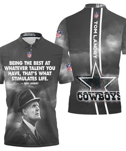 Dallas Cowboys Tom Landry Quote All Over Print Polo Shirt - Perfect For Fans