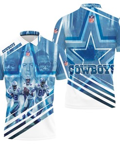 Dallas Cowboys Triplets Emmitt Smith 22 Troy Aikman 8 Michael Irvin 88 All Over Print Polo Shirt - Show Your Team Spirit