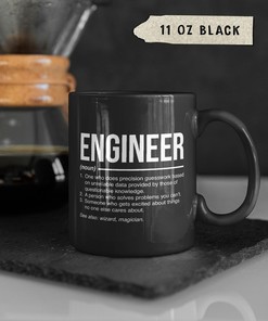 Definition Engineer Mug with Mechanical and Engineering Gift: White Mug for Engineering Fans