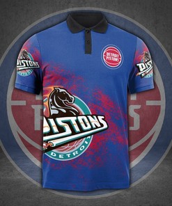 Detroit Pistons Button-Up Polo Shirt - Perfect For Nba Fans Who Want To Look Stylish