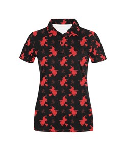 Distinctive Witch Print Women'S 3D Polo Shirt For Halloween Lovers