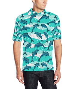 Dolphin Heart Print Polo Shirt - A Sweet Gift For Fans