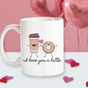 Donut Mug for Her - I Love You A Latte Cute Valentine Mug Set - Coffee Lover Gift Set