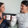 Double Heart Mug - Ceramic Valentines Day Couple Mug Gift Idea