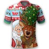 Drunk Santa And Deer Polo Shirt - Merry Christmas Ugly Polo Shirt Ideal Gift For Fans