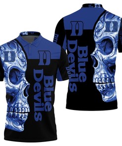 Duke Blue Devils Ncaa Skull 3D Polo Shirt For Devil Fans - A Bold And Unforgettable Look For Fans