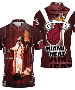 Dwyane Wade 3 Miami Heat Fire Slam Dunk Polo Shirt For Fans - A Bold And Edgy Look For Fans