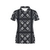 Edgy And Chic: Bandana Skull Black White Print Design Women'S Polo Shirt With 3D Print