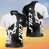 Edgy And Trendy Gift Idea: B&W Skull Golf Polo Shirt With Personalized Print