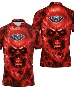 Edgy Style - New Orleans Pelicans Fans Skull 3D Polo Shirt
