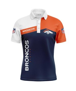 Enjoy The Perfect Fan Gift With Denver Broncos Women'S Button Up Polo Shirt With Polo Collar