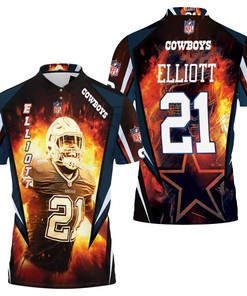 Ezekiel Elliott 21 Dallas Cowboys All Over Print Polo Shirt - Perfect For Fans