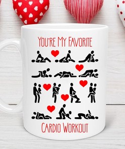 Favorite Cardio Workout Mug, Funny Valentine's Day Gifts for Him with Love Quotes