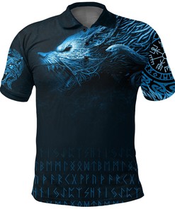 Fenrir Wolf Viking Polo Shirt - Bold And Powerful Design For Men