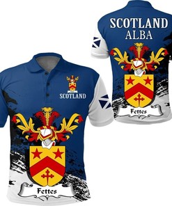 Fettes Scottish Family Crest Golf-Style Polo Shirt - Unique Gift For Golf Fans