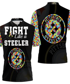 Fight Like A Pittsburgh Steelers Autism Support Polo Shirt - Ideal For Fans