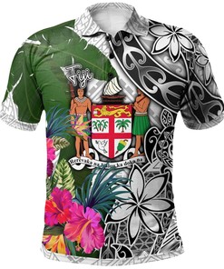 Fiji Turtle Plumeria Banana Leaf Crest Personalized Polo T-Shirt