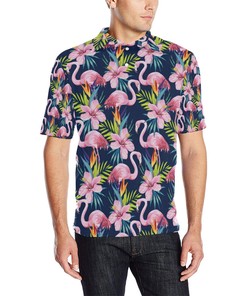 Flamingo Hibiscus Print Athleisure T-Shirt - Perfect For A Fun Summer Day