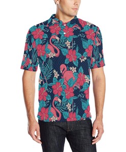 Flamingo Hibiscus Red Pattern Men'S Polo Shirt - Classic Design With A Twist