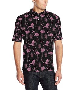 Flamingo Pink Print Men'S Polo Shirt - Stand Out In Style