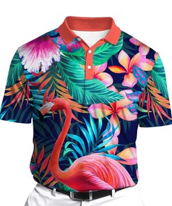 Flamingo Tropical Print Polo Shirt - Stay Cool And Stylish This Summer