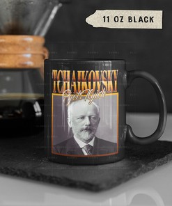 For Classical Music Lovers, This Pyotr Ilyich Tchaikovsky Mug Features Vintage Designs and Sugar Plum Fairy Dance Quotes