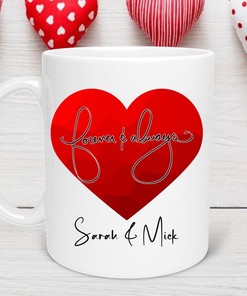 Forever and Always Personalized Coffee Mug - Cute Valentine Mug Set for Her with Personalized Gift Mug