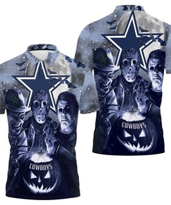 Freddy Jason Michael Myers Love Dallas Cowboys Pumpkin Head Halloween All Over Print Polo Shirt - Perfect For Fans