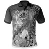 Fsm Humpback Whale Polo Shirt With White Tropical Flowers Design