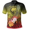 Fsm Humpback Whale Polo Shirt With Yellow Tropical Flowers Design