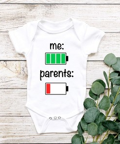 Full Battery Funny Baby Onesie - Cute and Unisex New Born Gift for Baby Shower