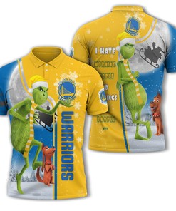 Funny Christmas The Grinch Golden State Warriors Nba Unisex 3D All Over Print Polo Shirt