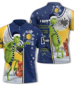Funny Christmas The Grinch Indiana Pacers Nba Unisex 3D All Over Print Polo Shirt - Stylish And Funny Fan Apparel