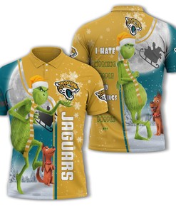 Funny Christmas The Grinch Jacksonville Jaguars Nfl Unisex 3D All Over Print Polo Shirt