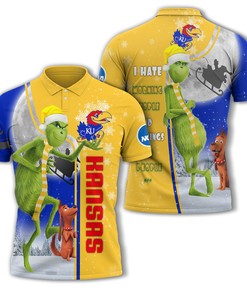 Funny Christmas The Grinch Kansas Jayhawks Ncaa Unisex 3D Polo Shirt - Personalized And Fashionable Fan Apparel