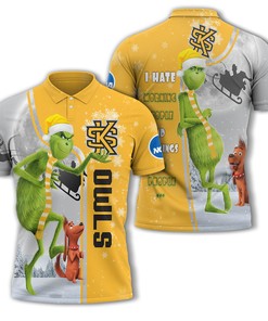 Funny Christmas The Grinch Kennesaw State Owls Ncaa Unisex 3D All Over Print Polo Shirt - Unique And Funny Fan Apparel