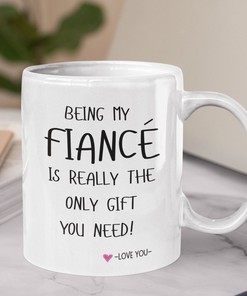 Funny Fiance Gift For Him Valentines Mug - Engagement Mug Gift Set - Best Fiance Valentines Gift Mug