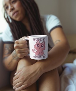 Funny Valentine Cat Mug Set - Be My Valentine Cat Mug with Color Inside, Perfect Valentine's Day Gift for Cat Lovers