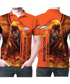 Get A Unique Fan Gift With Denver Broncos Horse On Fire Cool 3D Printed Polo Shirt